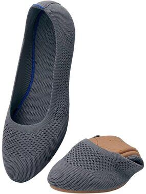 Women's Deep Gray Ballet Flats Slip On Comfortable Round Toe Walking Shoes